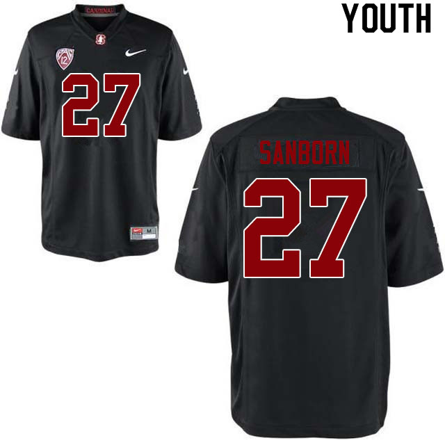 Youth #27 Ryan Sanborn Stanford Cardinal College Football Jerseys Sale-Black - Click Image to Close